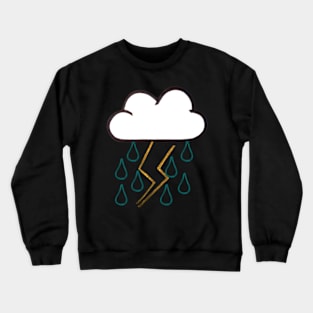 Colored Rainy and Stormy Cloud Design (Turquoise Blue) Crewneck Sweatshirt